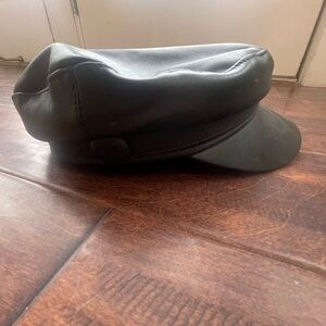 Black cap faux leather